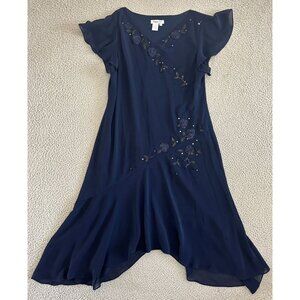 Vintage Coldwater Creek Slip Dress Womens Beaded Asymmetric Embroidered